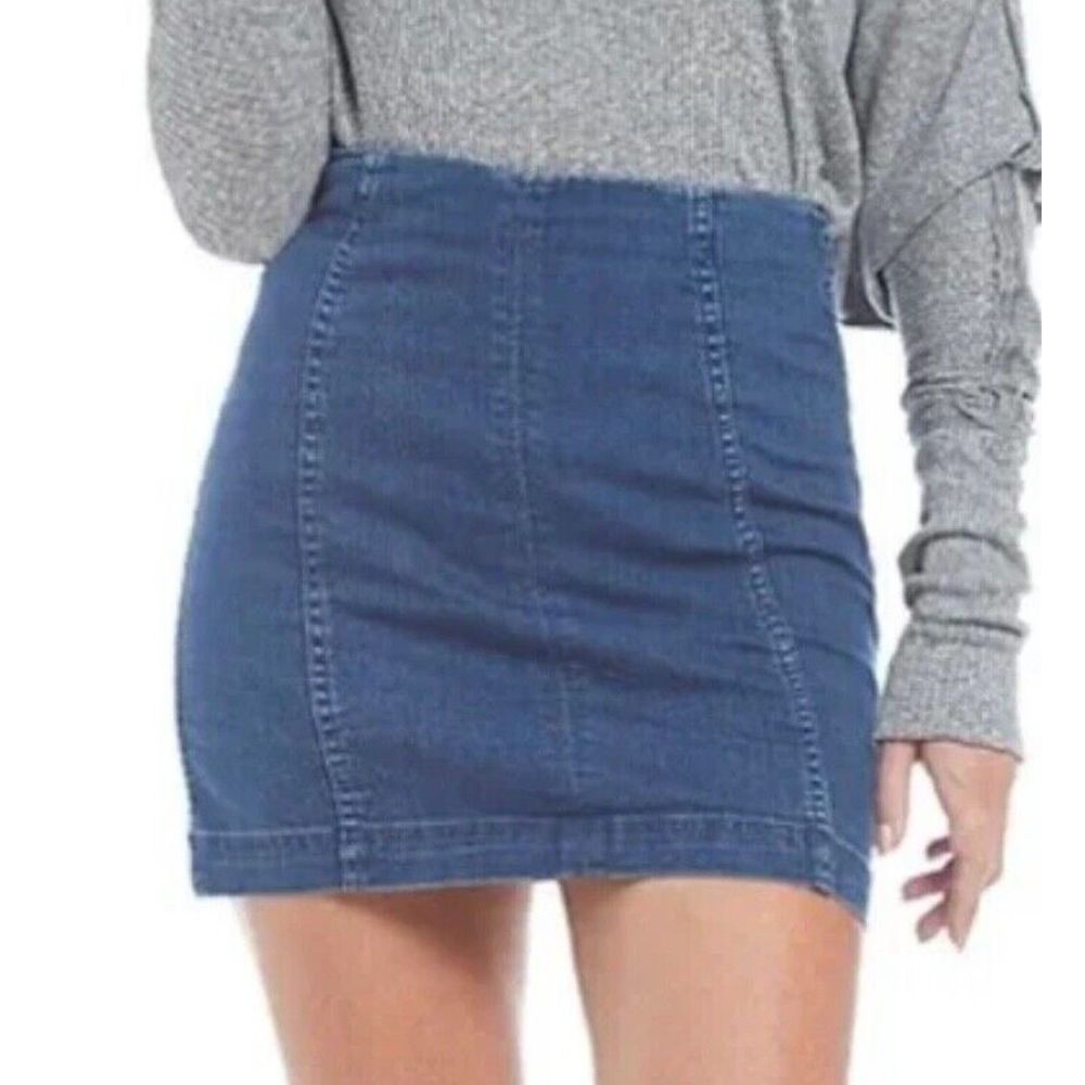 Free People Modern Femme Denim Mini Skirt 12